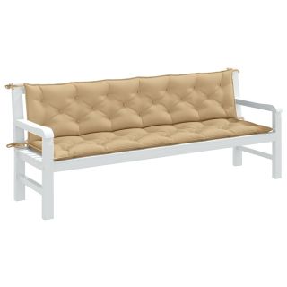 Подушки для сидения садовой скамейки 2 шт., бежевые, 200x50x7 см, ткань