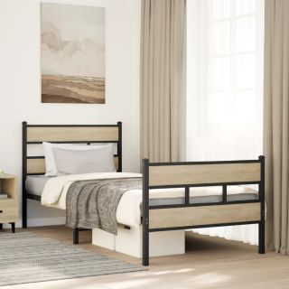 metallist voodiraam ilma madratsita Sonoma tamm 107x203 cm