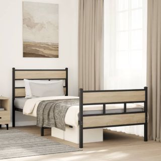 metallist voodiraam ilma madratsita Sonoma tamm 100x190 cm
