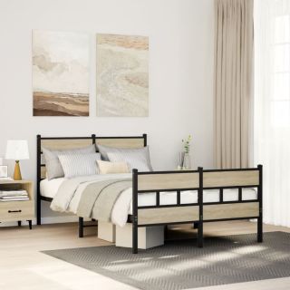 metallist voodiraam ilma madratsita Sonoma tamm 120x200 cm