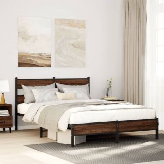 voodiraam ilma madratsita pruun tamm 137x190 cm tehispuit