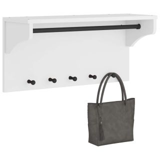 Seinale paigaldatav nagi, SANDNES, valge, 87x30x42cm, männipuit