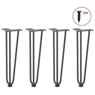 Juuksenõela jalad diivanilauale 4 tk, antratsiit, 42 cm