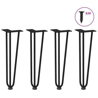Juuksenõela jalad diivanilauale 4 tk, must, 42 cm, täisterasest