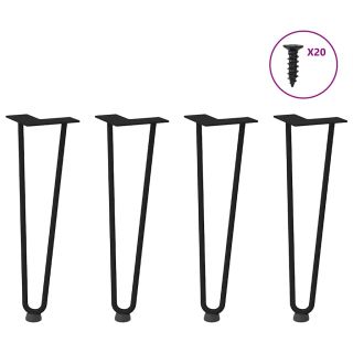 Juuksenõela jalad diivanilauale 4 tk, must, 42 cm, täisterasest