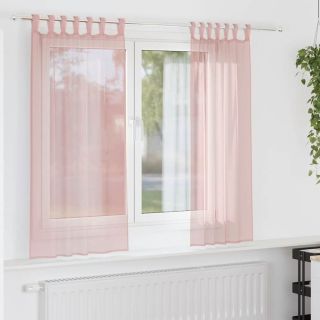 Voile kardinad varrastega taskutega 2 tk Roosa