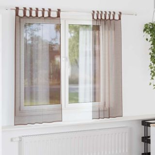 Varrastaskutega Voile Kardinad 2 tk Pruun