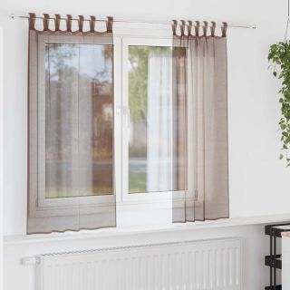 Varrastaskutega Voile Kardinad 2 tk Pruun