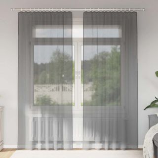 Шторы вуаль с люверсами 2 шт. Темно-серые 140x245 см