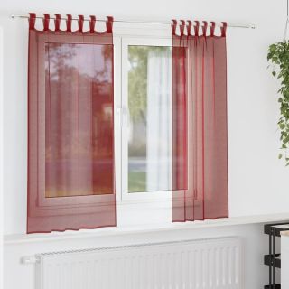 Voile kardinad varrastega taskutega 2 tk Veinipunane