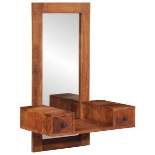 Настенное зеркало с ящиками 60x33x90 см Массив акации