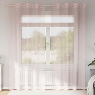rõngastihendiga kardinad 2 tk Heleroosa 140x225 cm