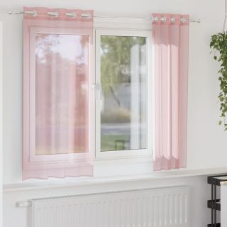 Voile kardinad rõngastega 2 tk Roosa 140x140 cm