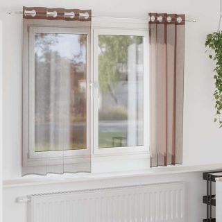Voile kardinad rõngastega 2 tk Pruun 140x140 cm