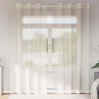 Voile kardinad rõngastega 2 tk Kreem 140x225 cm