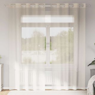 Voile kardinad rõngastega 2 tk Kreem 140x245 cm