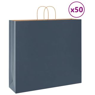 Пакеты бумажные, 50 шт., с ручками, синие, 54x15x49 см