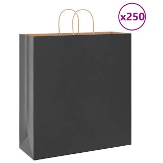 paberkotid, 250 tk, käepidemetega, must, 45x17x48 cm