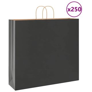 paberkotid, 250 tk, käepidemetega, must, 54x15x49 cm