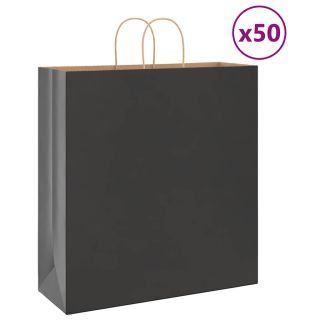 Пакеты бумажные, 50 шт., с ручками, черные, 45x17x48 см