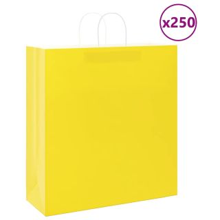paberkotid, 250 tk, käepidemetega, kollane, 45x17x48 cm