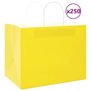 paberkotid, 250 tk, käepidemetega, kollane, 32x22x24 cm