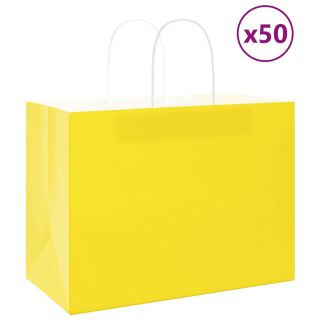 paberkotid, 50 tk, käepidemetega, kollane, 32x17x25 cm