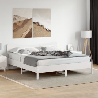 voodiraam ilma madratsita, valge, 180 x 200 cm, männipuit