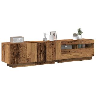 Тумба под телевизор со светодиодной подсветкой Старое дерево 180x35x40 см, композитная древесина