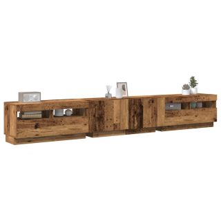 Подставка под телевизор со светодиодной подсветкой, старое дерево, 260x35x40 см, искусственное дерево