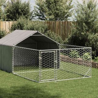 Outdoor Dog Kennel Run 7x2x1,5 m tsingitud terasega
