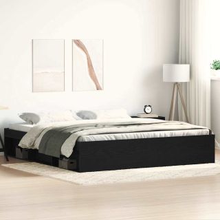 voodiraam ilma madratsita must tamm 150x200 cm tehispuit