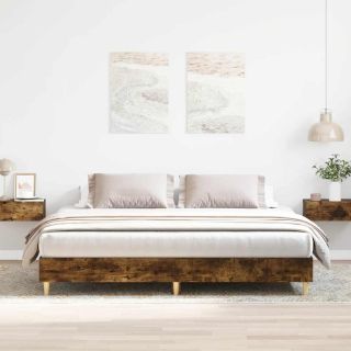 каркас кровати с изголовьем, без матраса, копченый дуб 160x200см