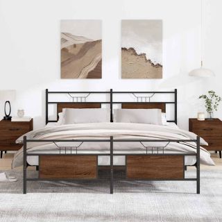 metallist voodiraam ilma madratsita pruun tamm 180x200 cm