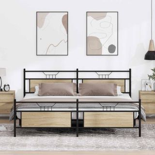 metallist voodiraam ilma madratsita Sonoma tamm 200x200 cm