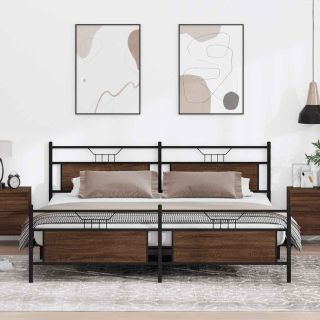 metallist voodiraam ilma madratsita pruun tamm 193x203 cm