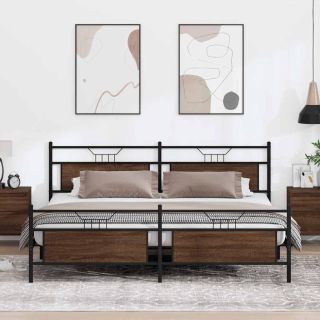 metallist voodiraam ilma madratsita pruun tamm 200x200 cm