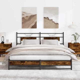 metallist voodiraam ilma madratsita suitsutatud tamm 180x200 cm