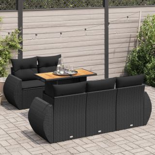 6-osaline aiadiivani komplekt patjadega, must, polürotang