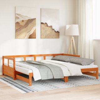 päevavoodi väljatõmmatava osa ja madratsiga 90x200 cm männipuit