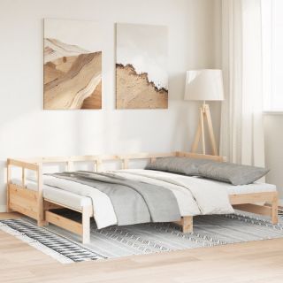 päevavoodi väljatõmmatava osa ja madratsiga, 90x190 cm, mänd