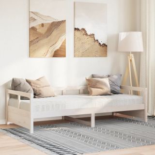 päevavoodi madratsiga, valge, 90 x 200 cm, männipuit