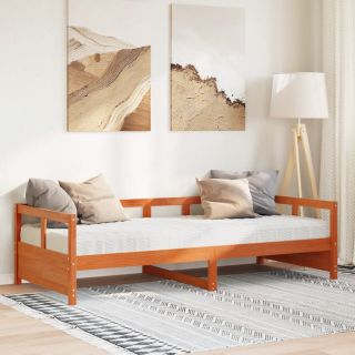 päevavoodi madratsiga, vahapruun, 90x200 cm, männipuit