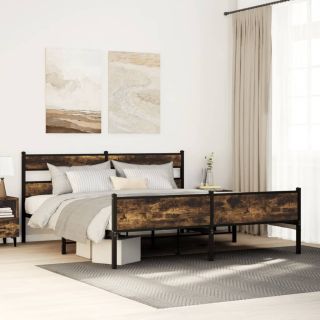 металлический каркас кровати без матраса дымчатый дуб 180x200 см