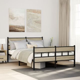 metallist voodiraam ilma madratsita Sonoma tamm 160x200 cm