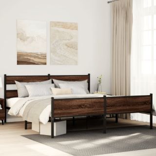 metallist voodiraam ilma madratsita pruun tamm 193x203 cm