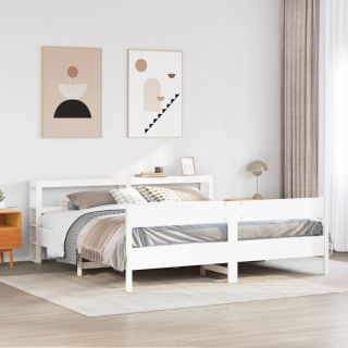 voodiraam ilma madratsita, valge, 200 x 200 cm, männipuit