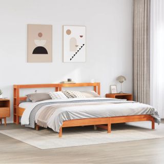 voodiraam ilma madratsita, vahapruun, 180 x 200 cm, männipuit