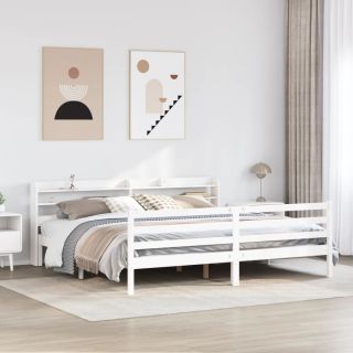 voodiraam peatsiga ilma madratsita Valge 200x200 cm