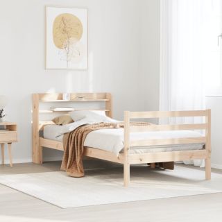 каркас кровати с изголовьем, белый, 90 x 200 см, сосна